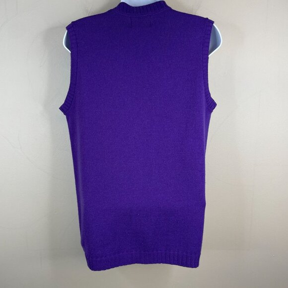 Vintage Womens Preppy Twee Granny Sweater Vest Medium Purple Ivy League Bright - Picture 9 of 10